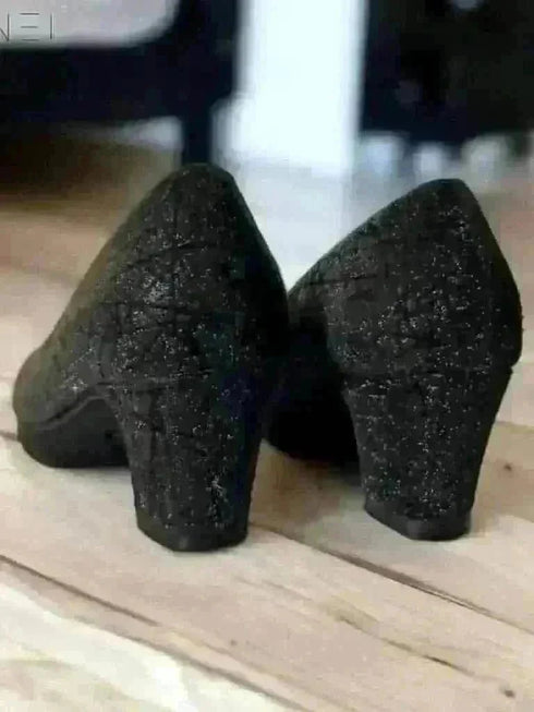 Black Shimmer Ballerina Shoes - cunei